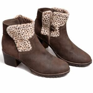 Comfort Est 1946 Brown Ankle Booties Womens Sz 10 Boots Leopard Print, Mob Wife